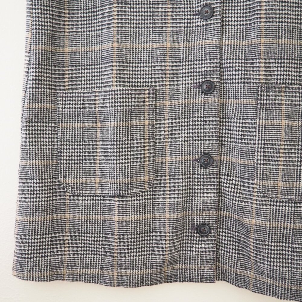 ! American Eagle Houndstooth Plaid Sleeveless Collegiate Button Front Dress - Picture 3 of 6